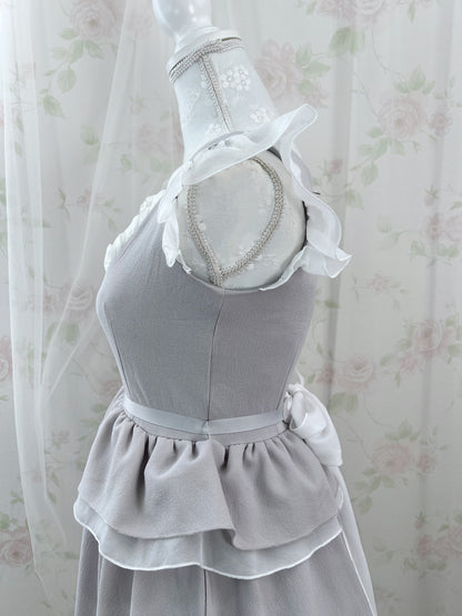 mon Lily Frilled Back Bow Dress (Gray)