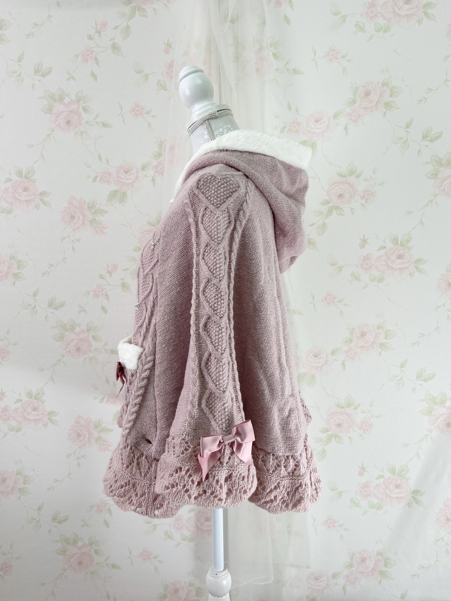 axes femme RIbbon Boa Poncho (Pink)