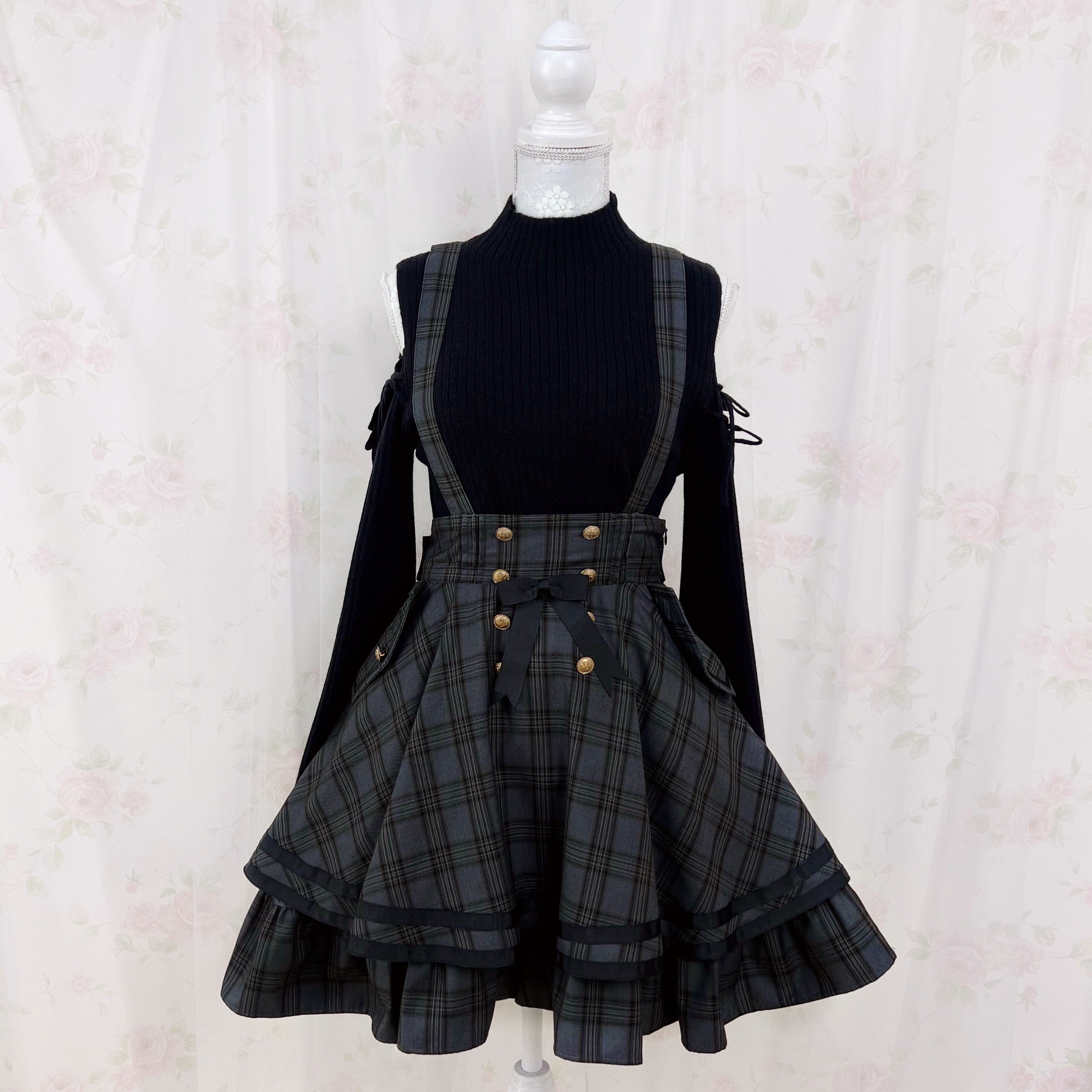 Open Shoulder String Sweater (Black)