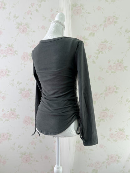 GRL Side String Camisole & T-Shirt Set (Gray)
