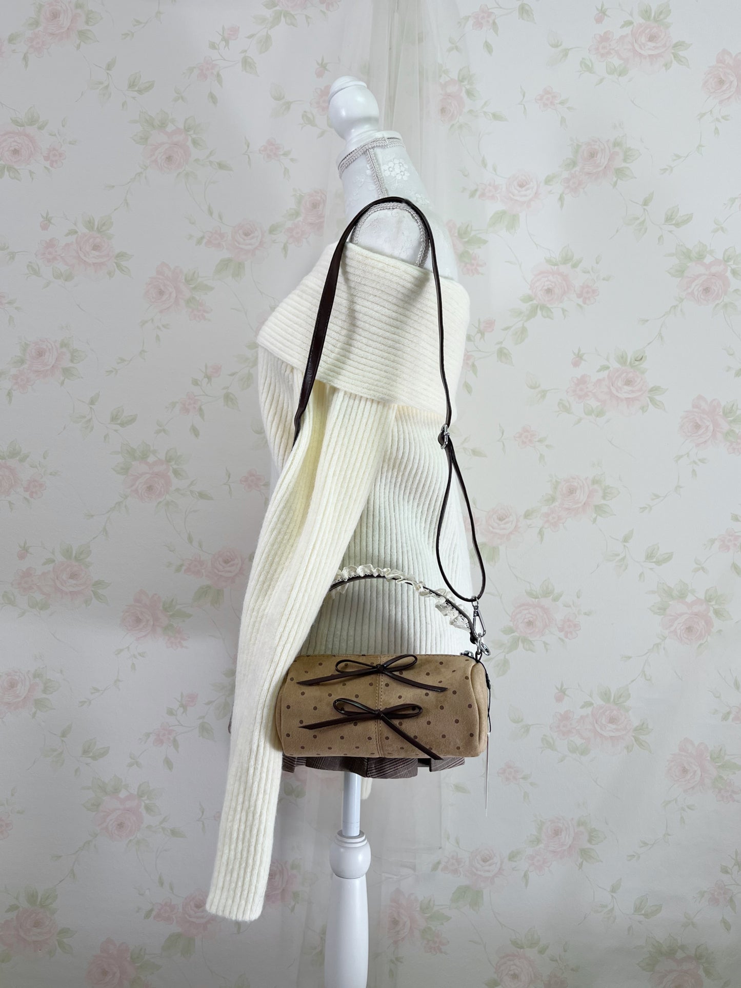 (Pre-order) GRL polka dot shoujo 2 way bag (caramel)