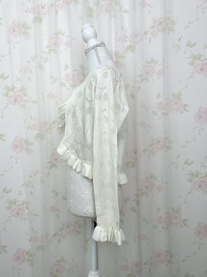 Cherry Ruffled Cardigan (Ivory)