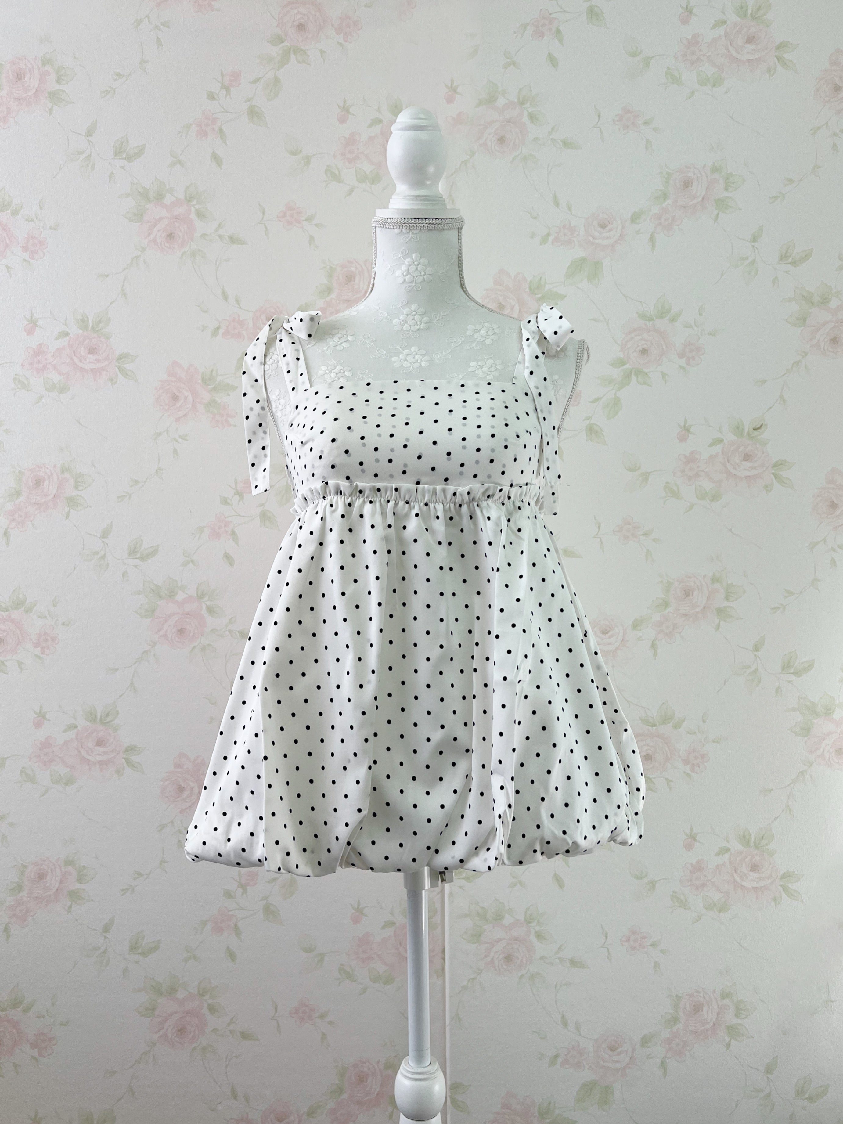 Polka Dot Balloon Camisole Top (White)