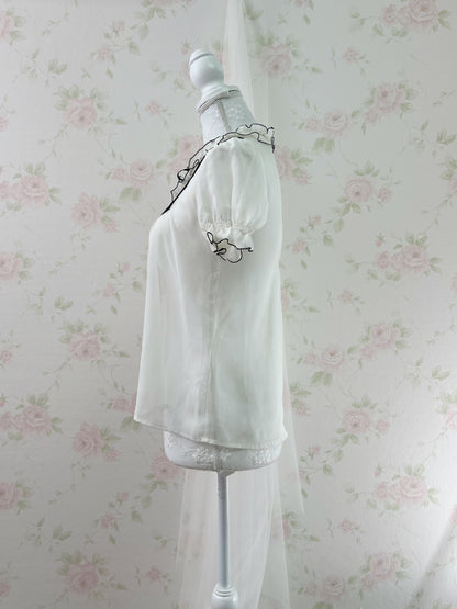 L’EST ROSE Classical Chiffon Blouse (Black X White)