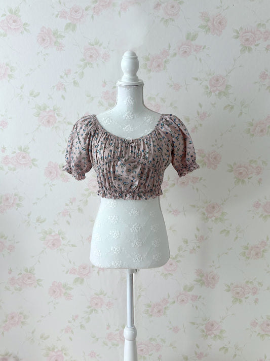 Treaturself Floral Cotton Short Top (Pink)