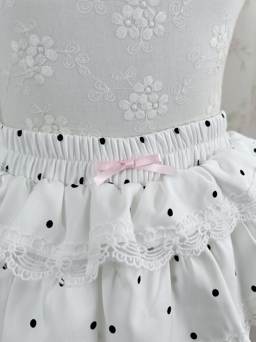 Tiered Polka Dot Skirt (White)