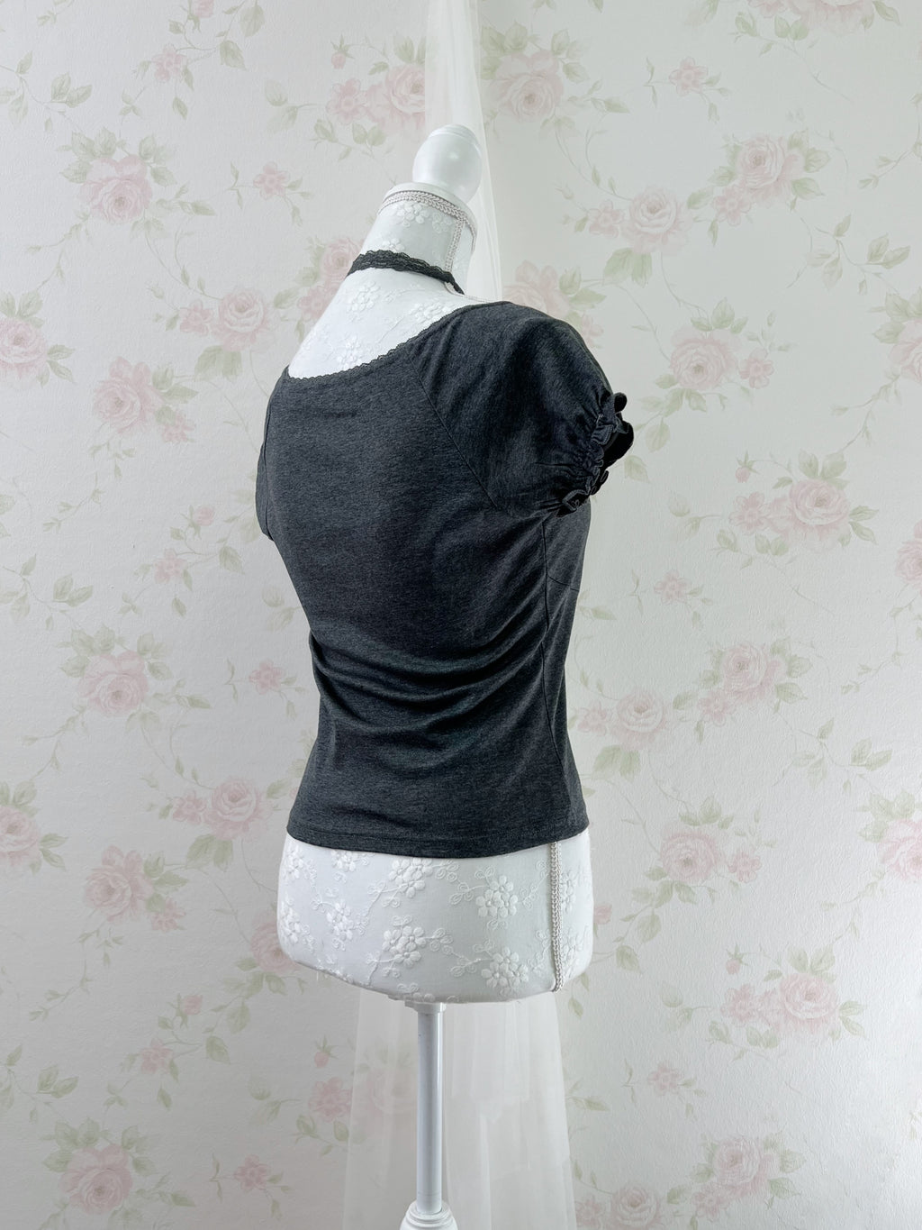 Lacy Choker Shoujo Top (Dark Gray)