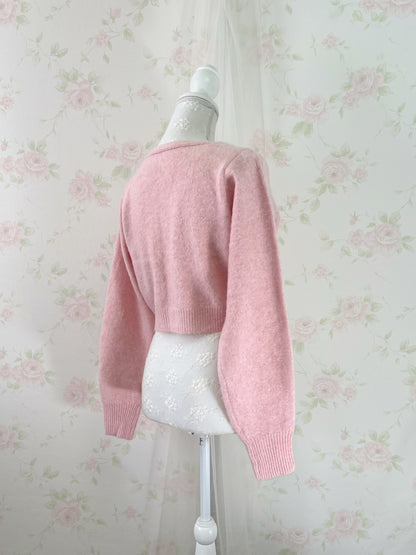 Mohair Touch Pearl Button Cardigan (Pink)