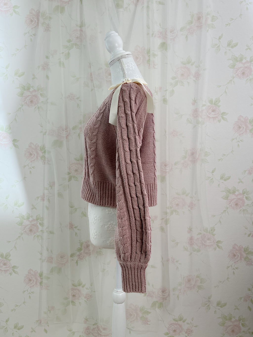 Shoulder Bow Sweater (Pink)