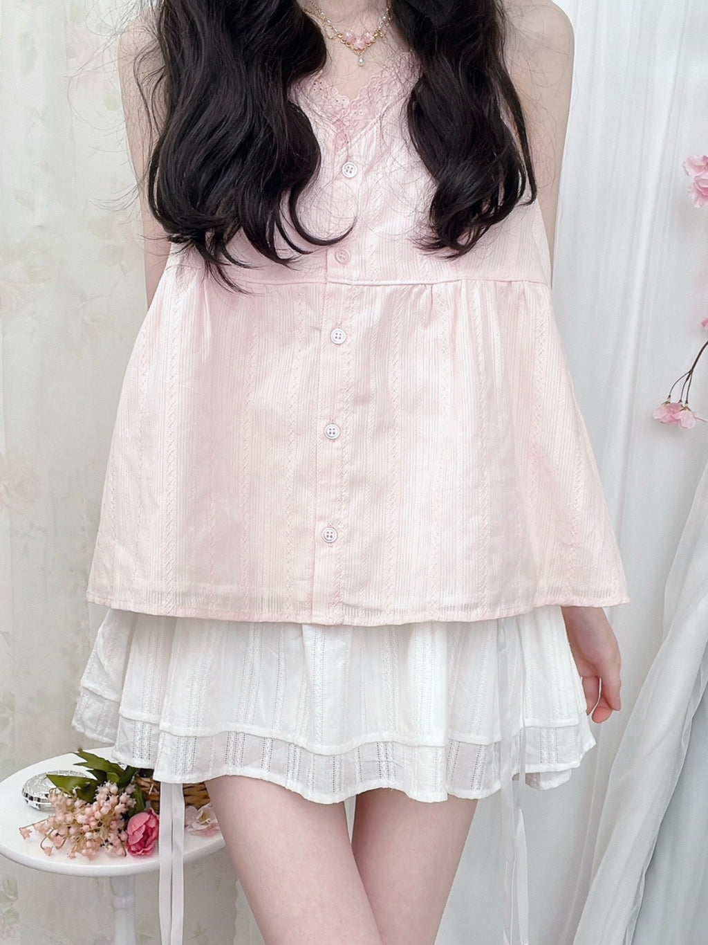 Cotton Side String Skirt (White)