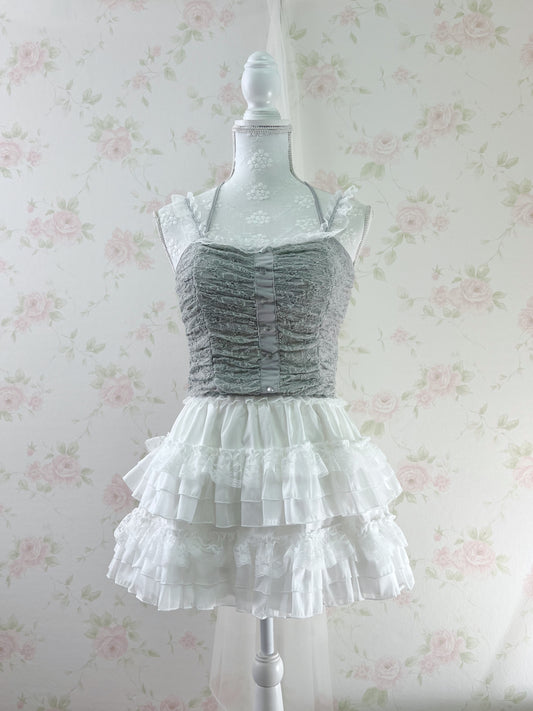 GRL Lacy Halter Neck Camisole (Gray)