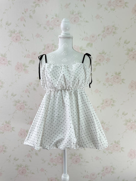 GRL Polka Dot Balloon Tunic Top  (White)