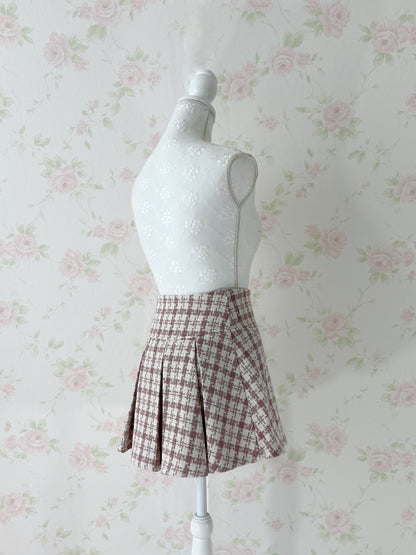 GRL Pleated Checked Skirt (Pink)