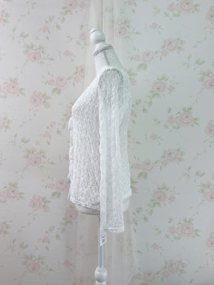 GRL Lacy Double String Cardigan (White)