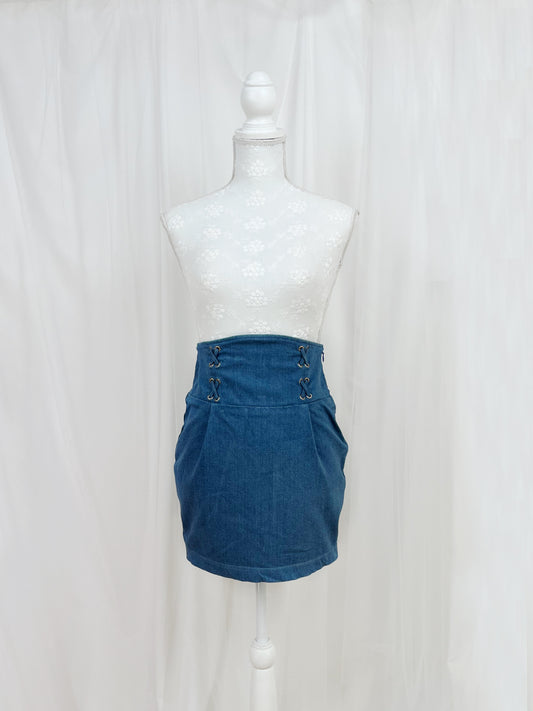 LIP SERVICE Laced Up Denim Tight Skirt