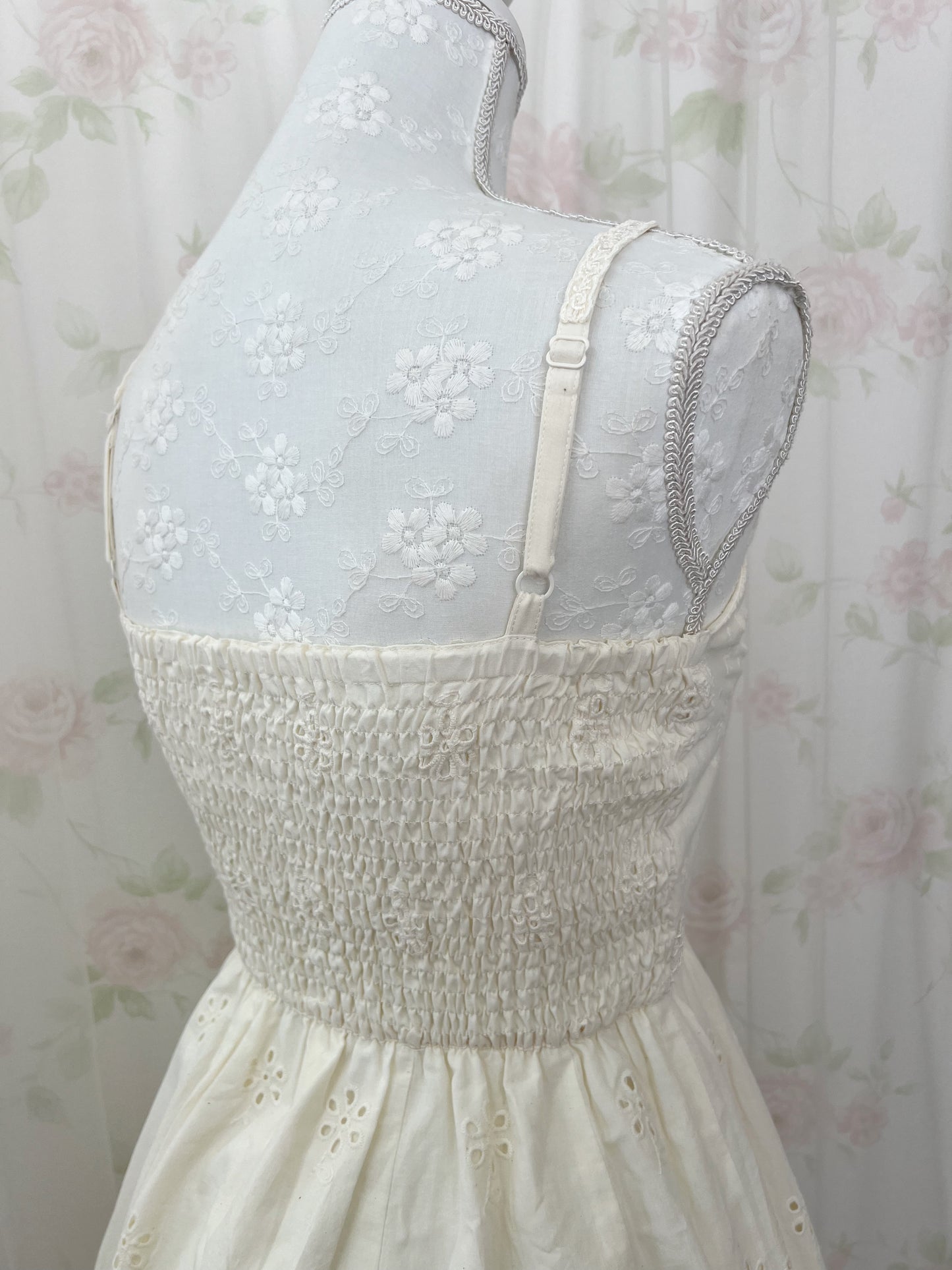 L'EST ROSE Floral Cotton Dress (Ivory)