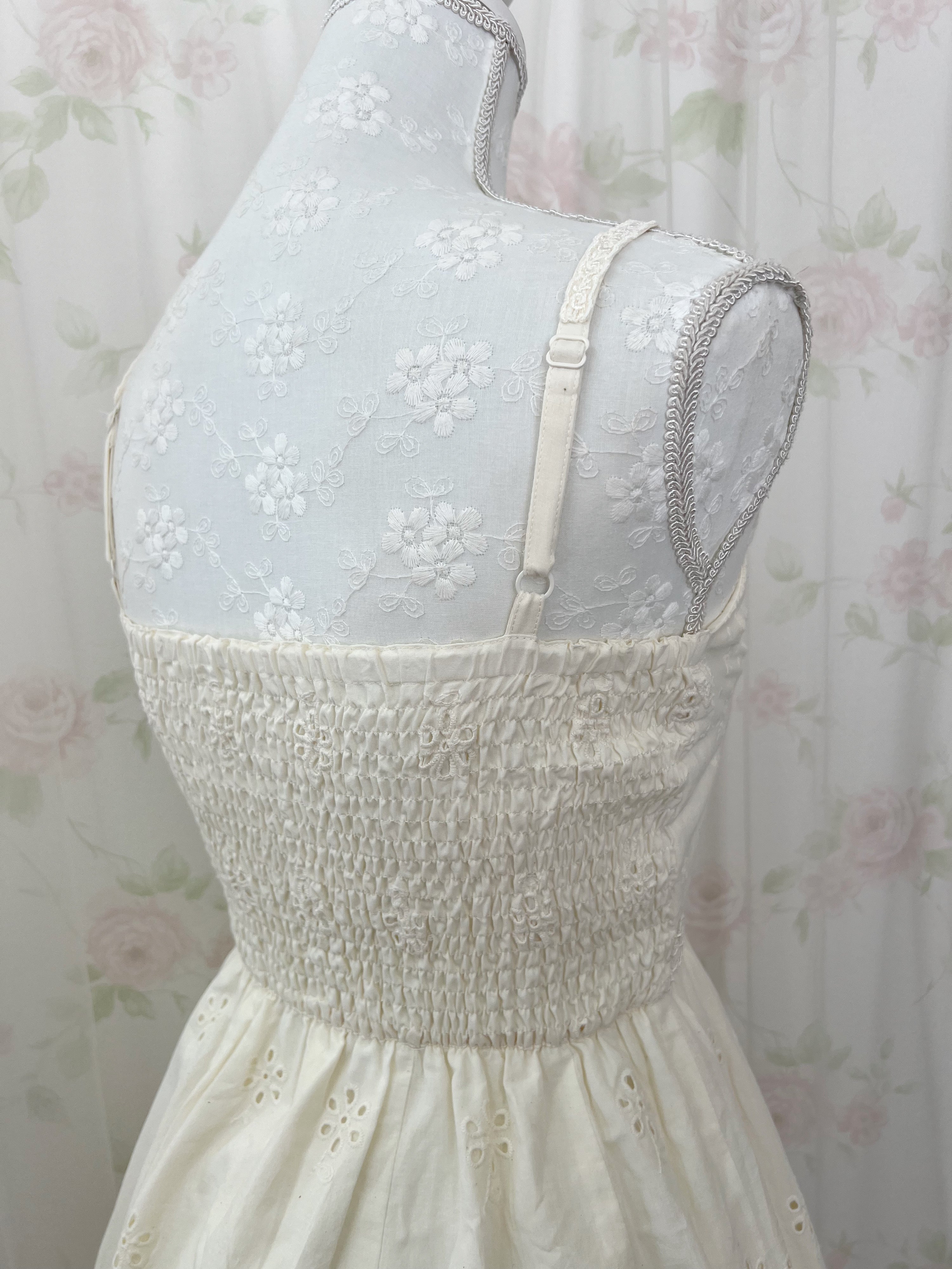 L'EST ROSE Floral Cotton Dress (Ivory)