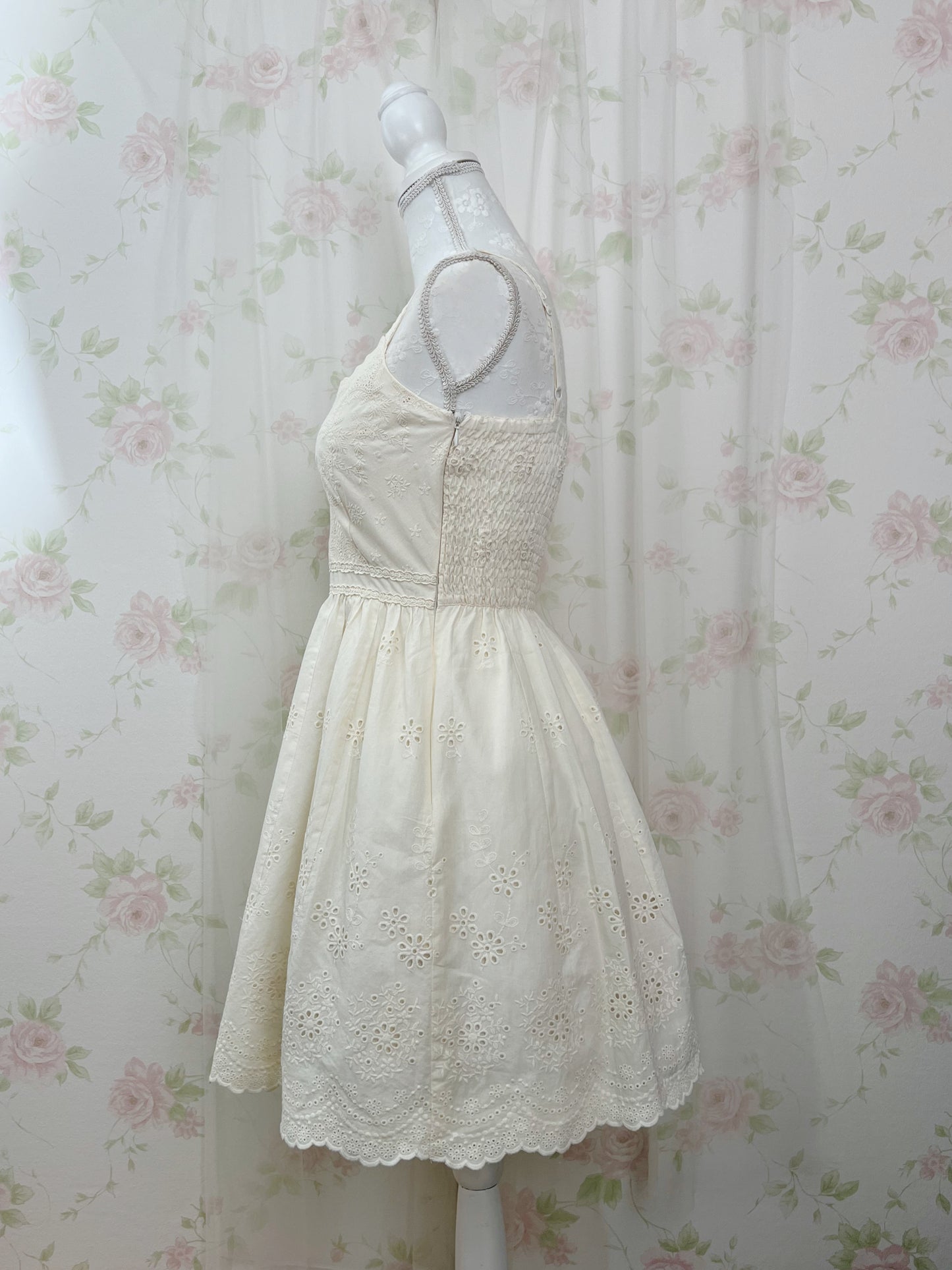 L'EST ROSE Floral Cotton Dress (Ivory)
