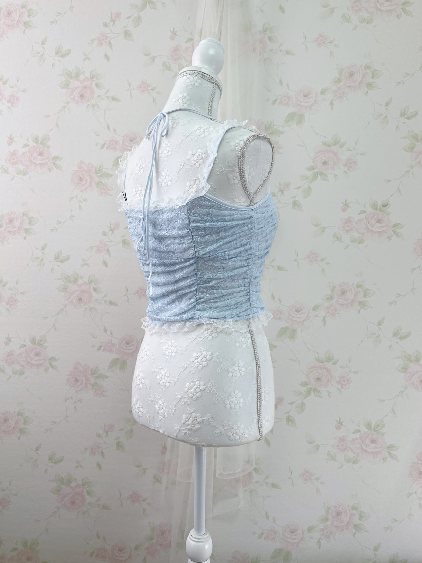 GRL Lacy Halter Neck Camisole (Blue)