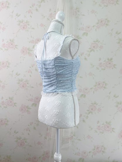 GRL Lacy Halter Neck Camisole (Blue)