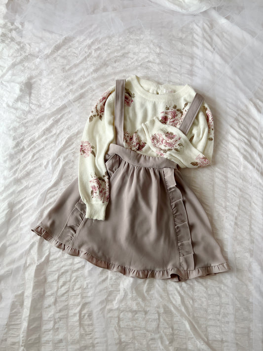 ROJITA Ruffled Jumper Skirt (Moca Beige)