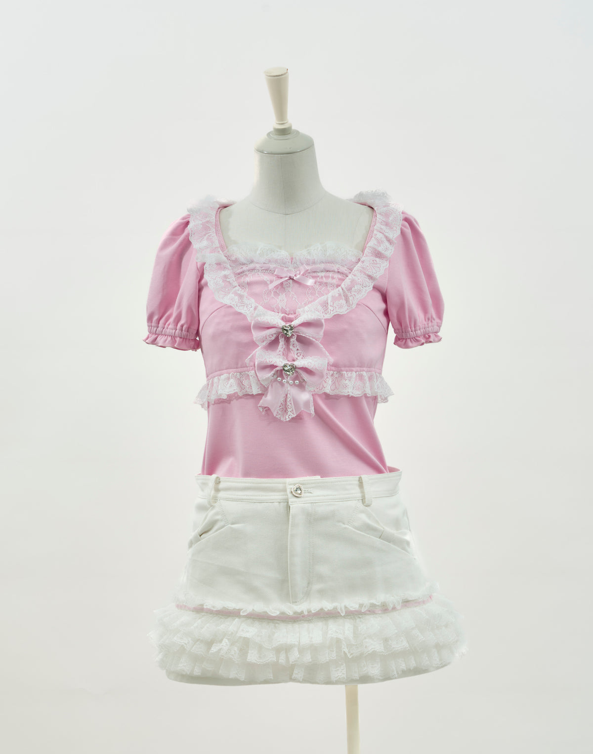 AVENCHUMU Lacy heart camisole ＆cardigan ensemble