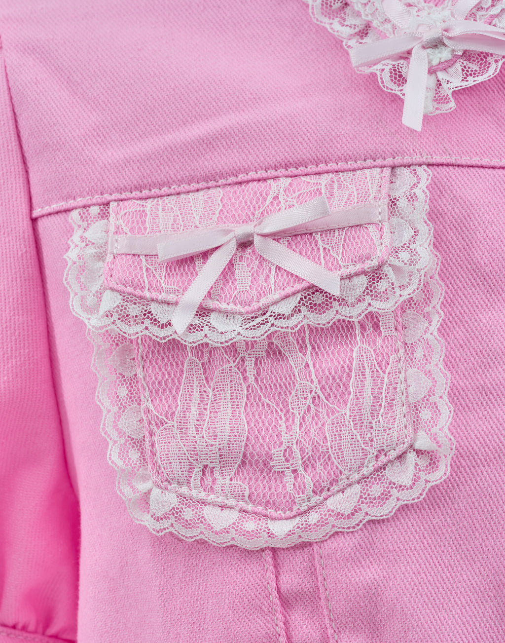 AVENCHUMU Lace frill bijou button denim jacket