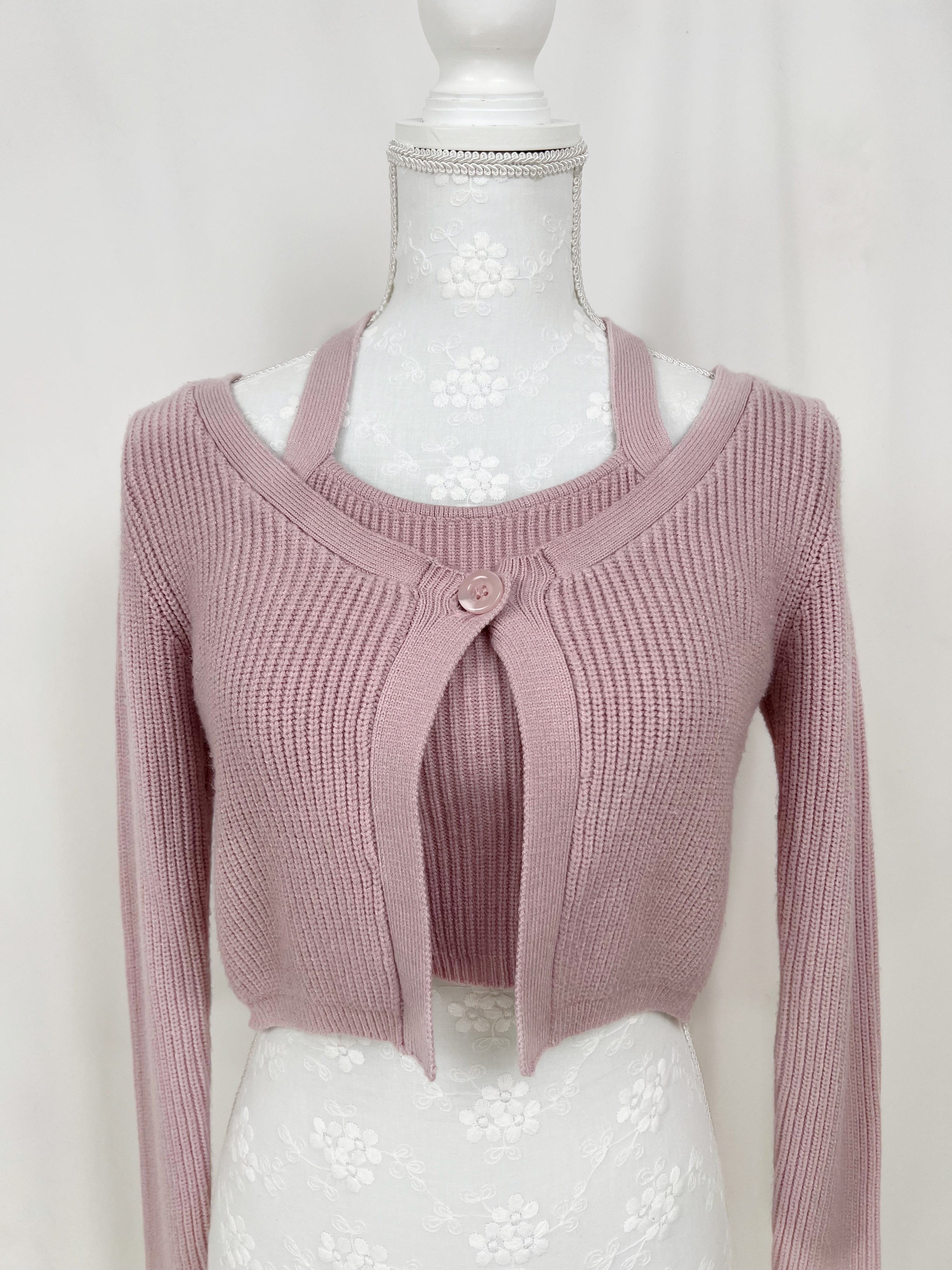 RESEXXY Halter Neck Top Attached Cardigan