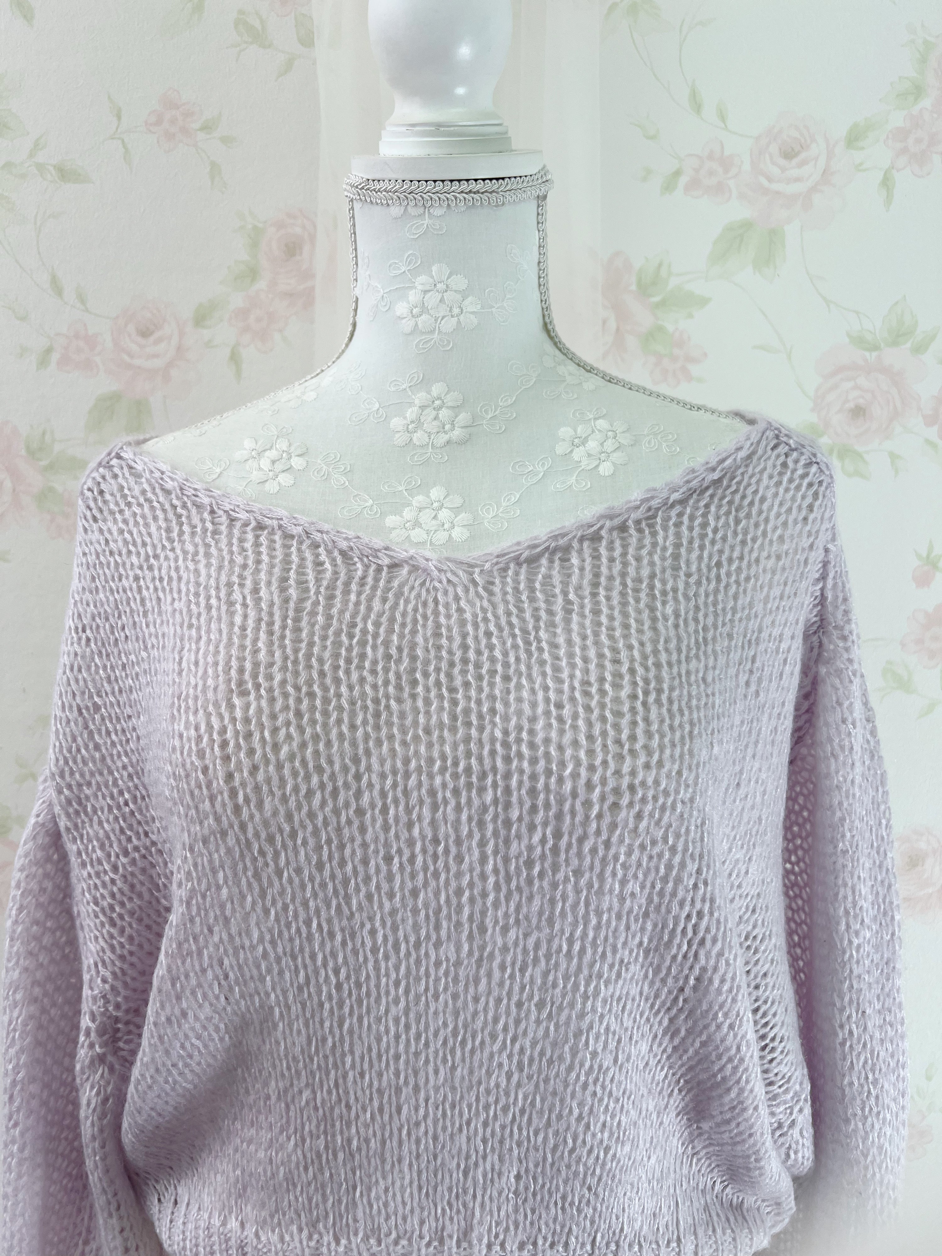 Soft Loose Gyaru Sweater (Purple Pink)