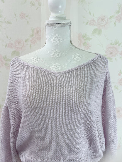 GRL Soft Loose Gyaru Sweater (Purple Pink)