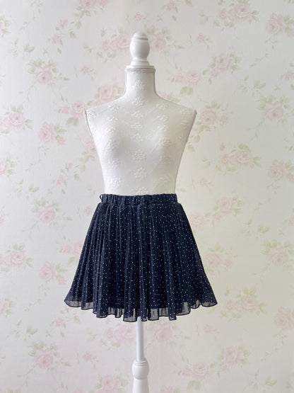Honey’s Pleated Polka Dot Skirt (Navy)