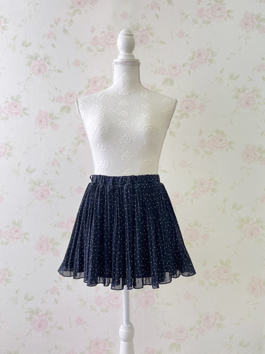 Honey’s Pleated Polka Dot Skirt (Navy)