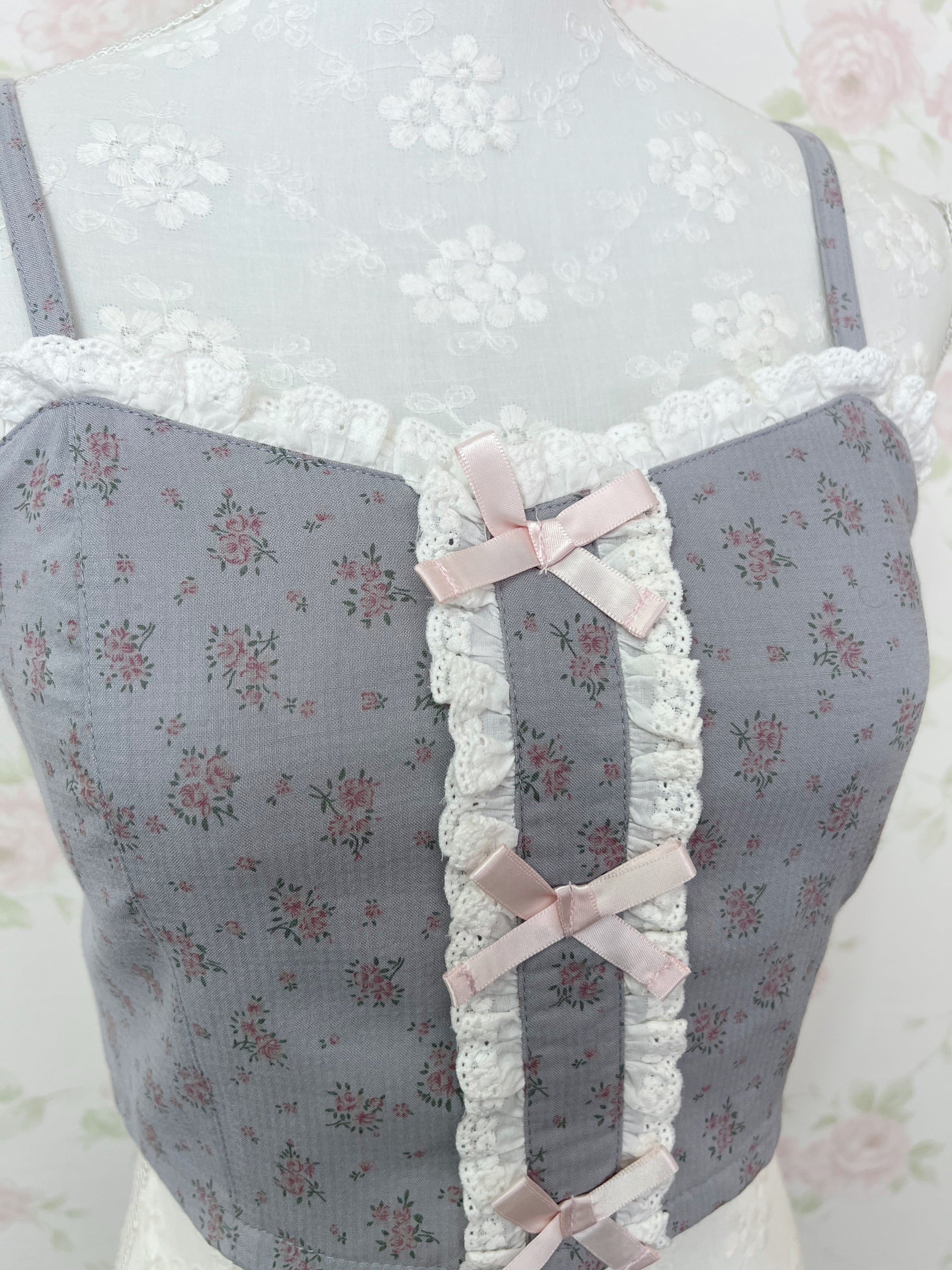 Ank Rouge Petite Floral Bustier (Grayish Blue)