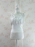 Dream Vision Gathered Petite Bow Camisole Top (White)