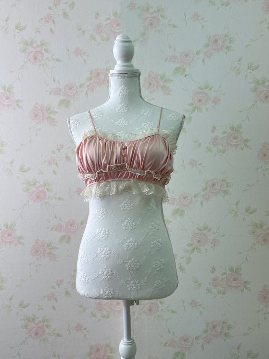 Satin Lace Bustier (Pink)