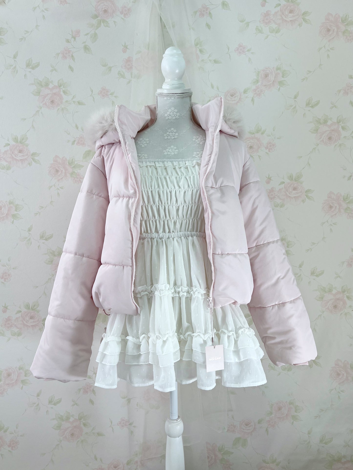 NICE CLAUP Puffer Jacket (Baby Pink)
