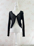 Lacy One Button Cardigan (Black)