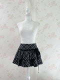 Side Bow Checked Shoujo Mini Skirt (Black) S,M,L