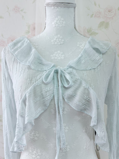 GRL Lacy Front String Cardigan (Blue)