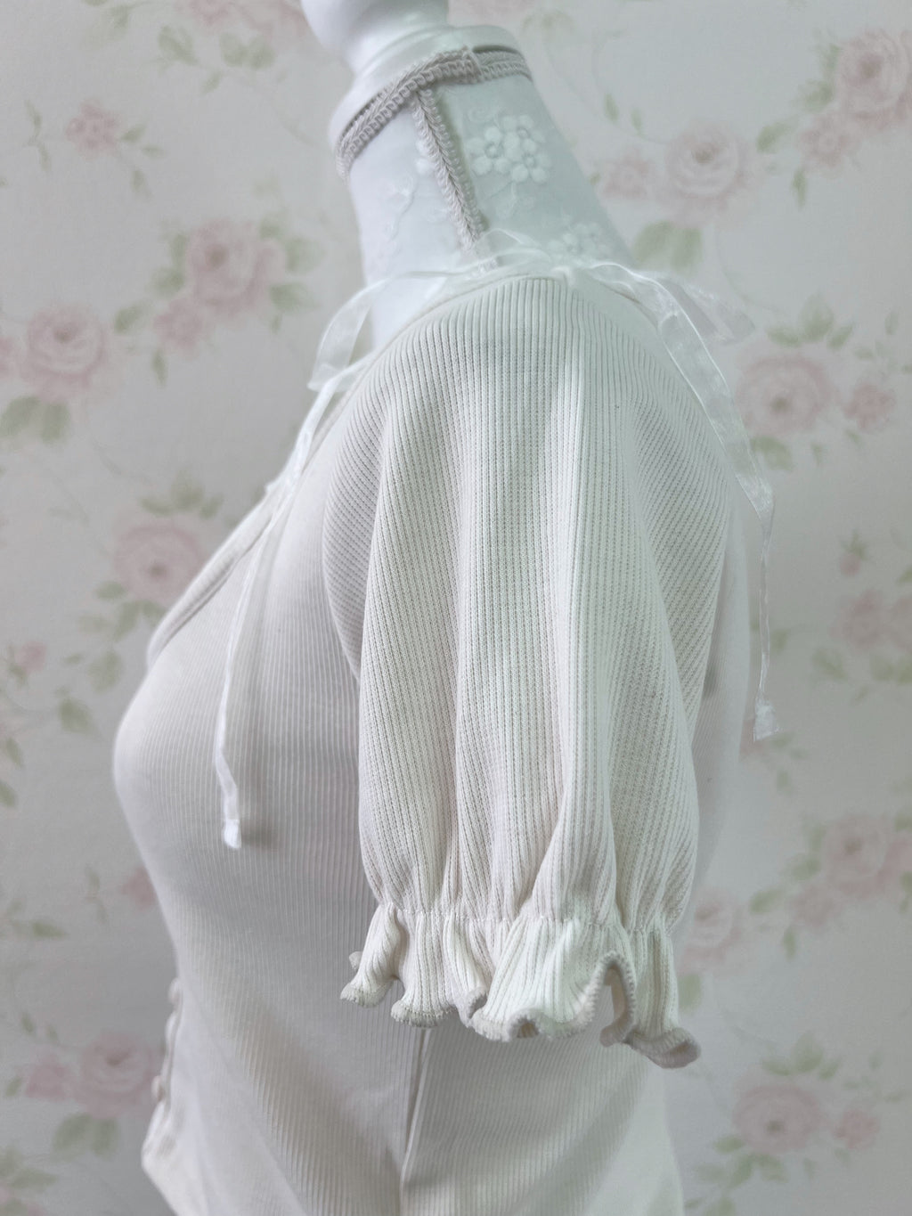 Milk Maid Organdy Bow Top (Beige)