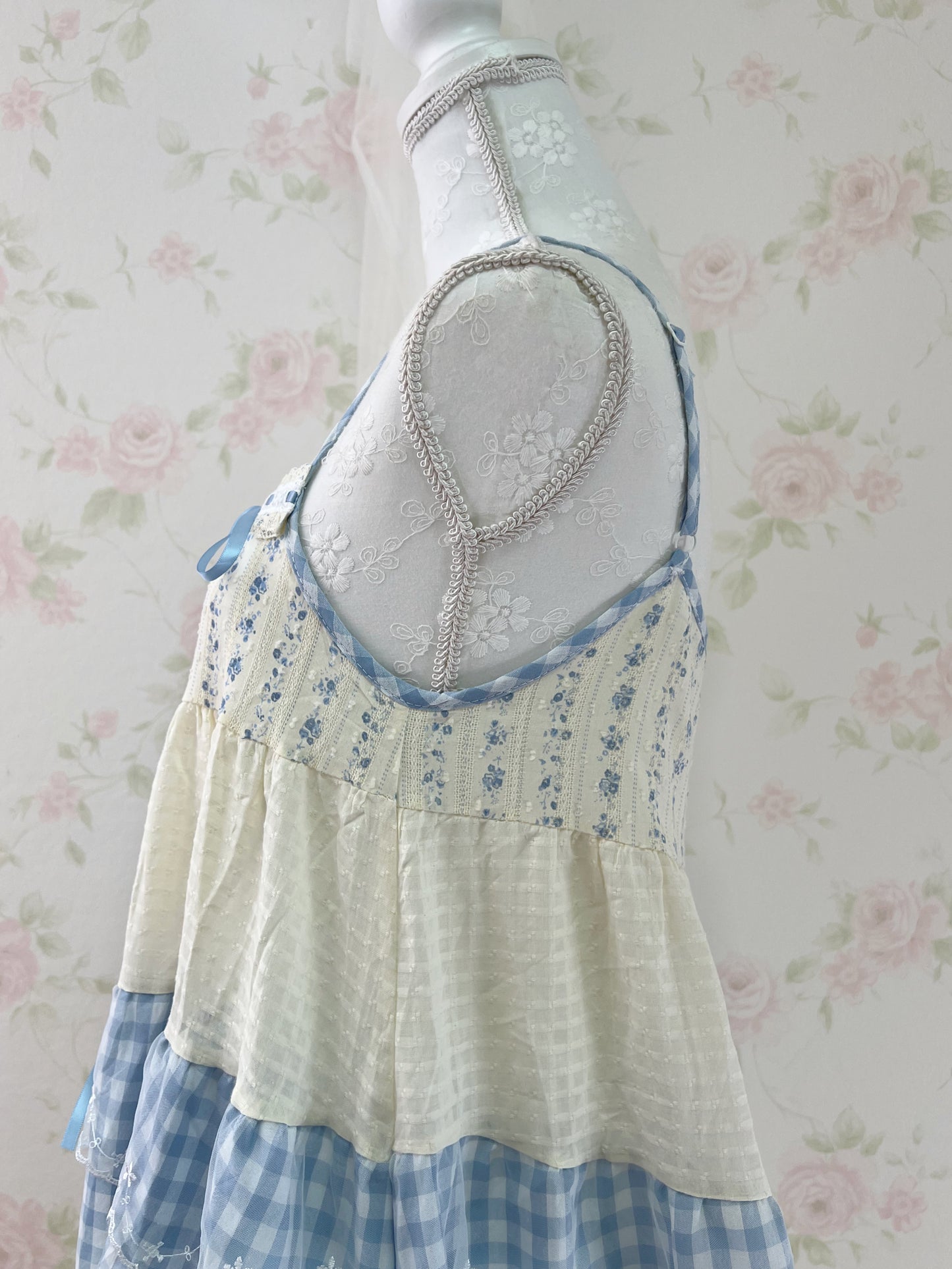 Patchwork Lace Layered Dress (Blue)