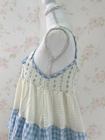 Patchwork Lace Layered Dress (Blue)