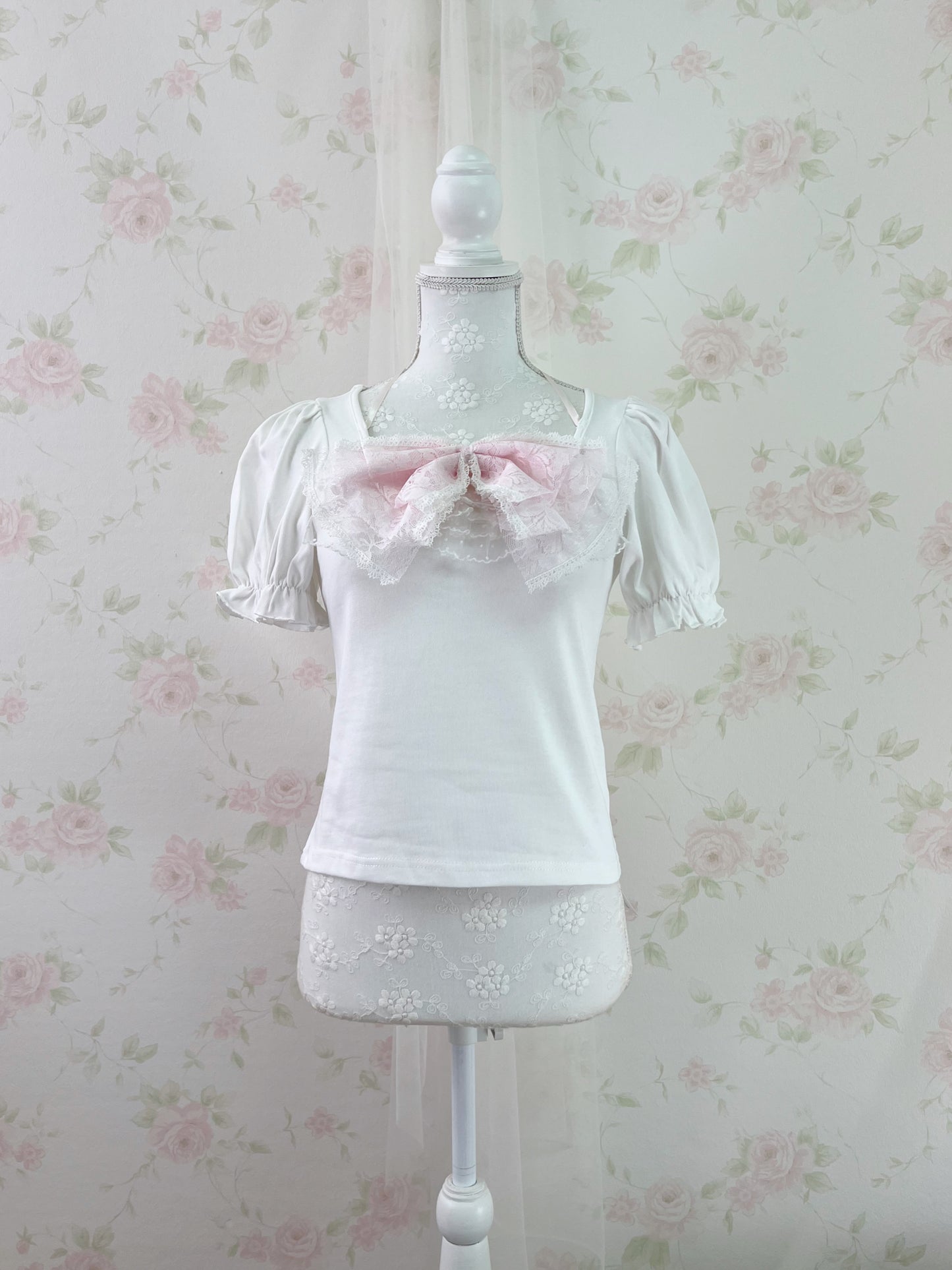evelyn Polka Dot Frill Girly Top (White)