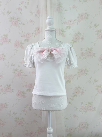 evelyn Polka Dot Frill Girly Top (White)