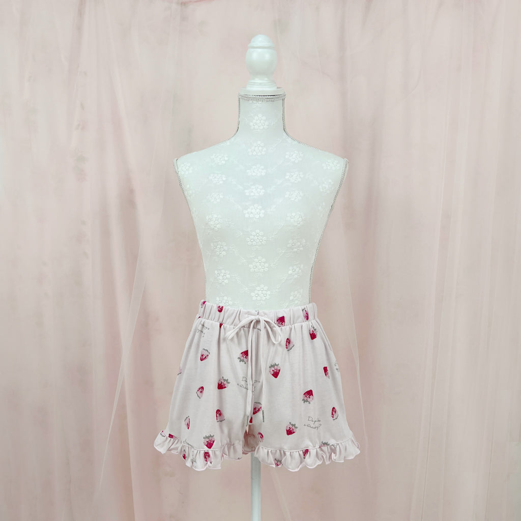 Strawberry Hem Frilled Short Pants (Pink)