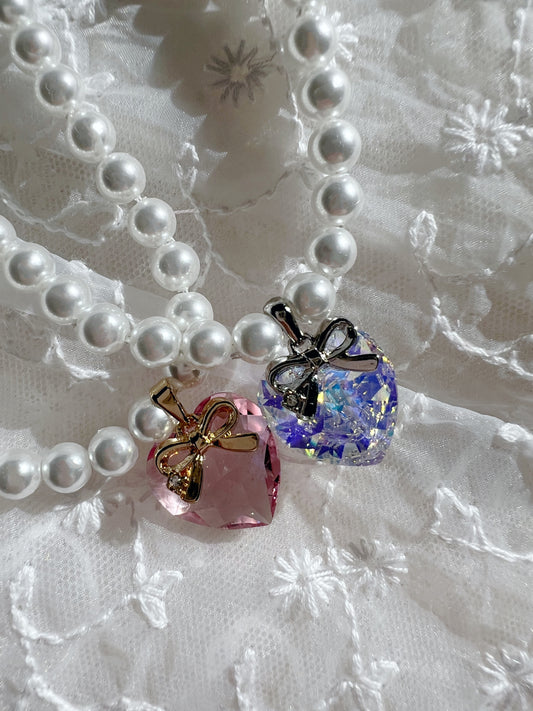Sweet Prism Heart Pearl Necklace