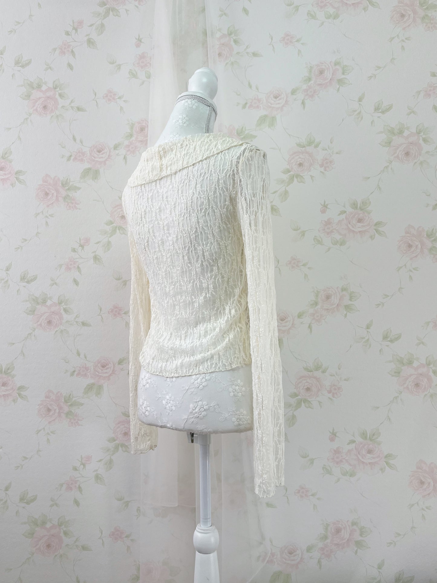 Clear Lacy Ruffled Cardigan (Ivory)
