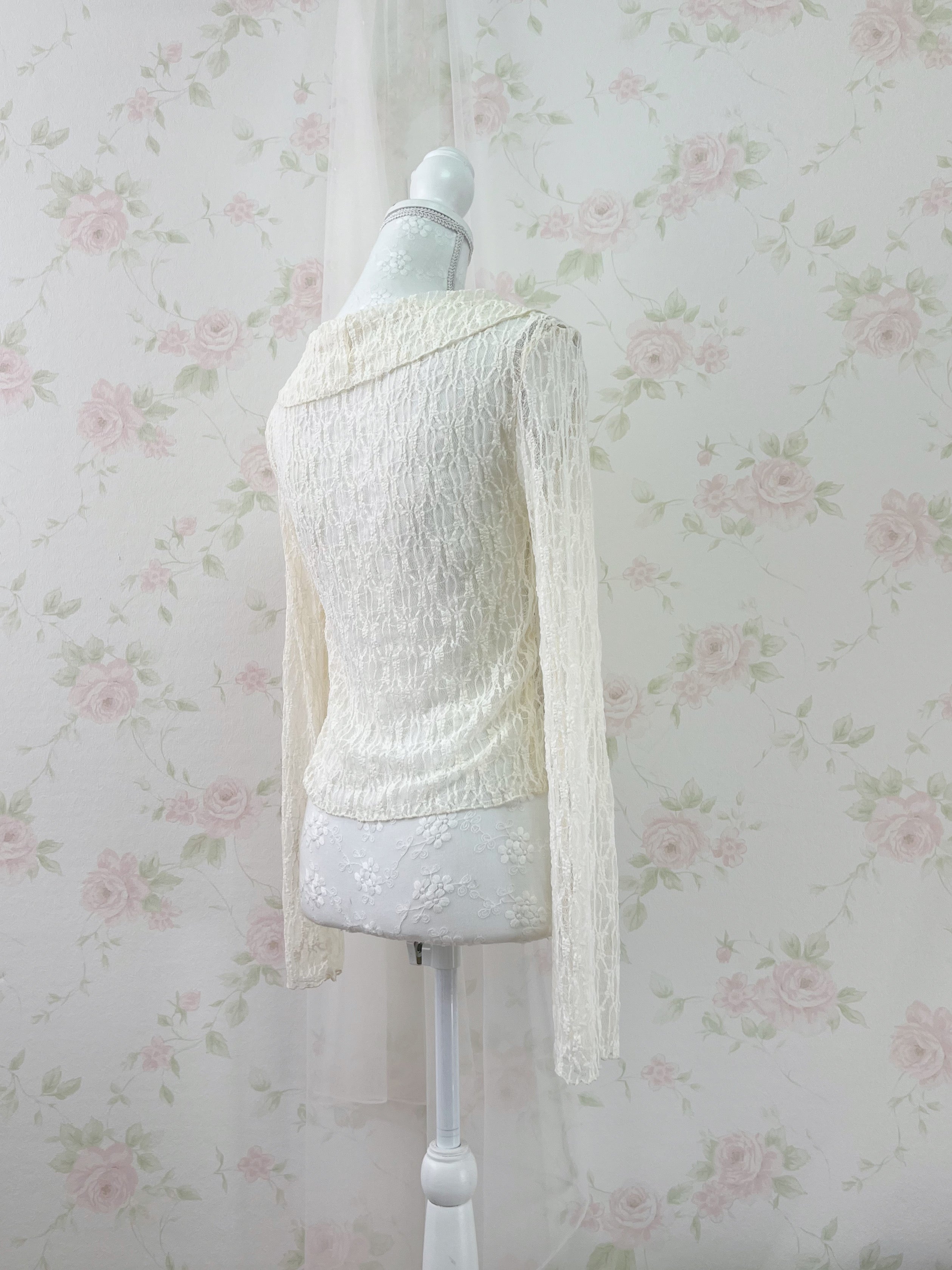 Clear Lacy Ruffled Cardigan (Ivory)