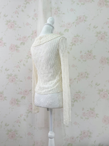 Clear Lacy Ruffled Cardigan (Ivory)