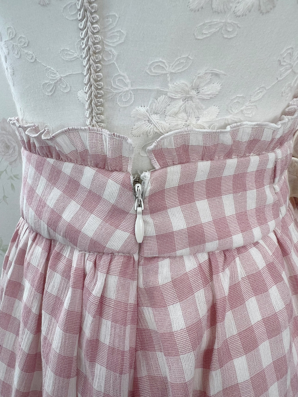 LODISPOTTO Checked Sweet Frilled  Long Skirt (Pink)